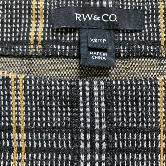 RW&Co Woven Plaid Blouse With Military Shoulder Detail & Crop Sleeves Grey Sz XS - Picture 7 of 9